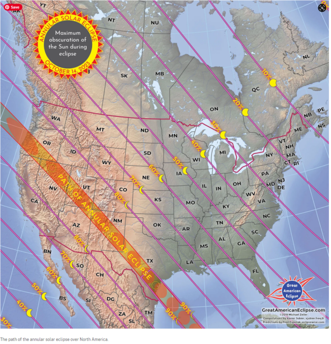 Annular Solar Eclipse Oct 2023 called the Great American eclipse